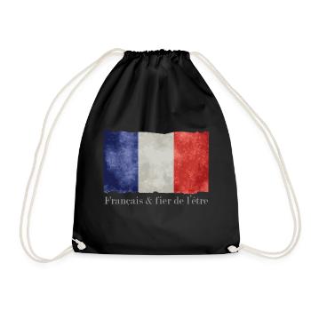 Drapeau France bleu blanc rouge Français fier - Sac de sport léger - noir - Devant