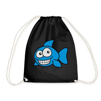 grin_fish_3c - Turnbeutel - Schwarz - Vorne