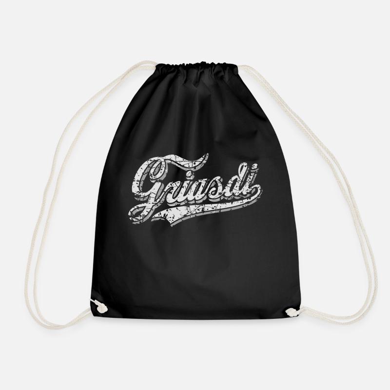 Griasdi - Vintage Look - Hellgrau/ Mittelgrau - Turnbeutel - Schwarz