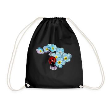 Ladybird & forget-me-not design by Jimkins - Drawstring Bag - black - Front