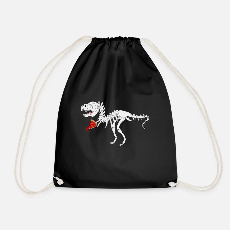 Dinosaur pizza - Drawstring Bag - black