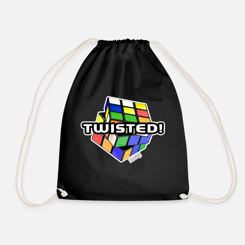 Rubik's Twisted! Cube Unsolved - Drawstring Bag - black