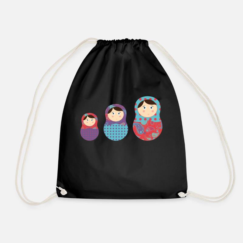 matriochkas - Drawstring Bag - black