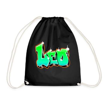 Leo Graffiti Green - Drawstring Bag - black - Front