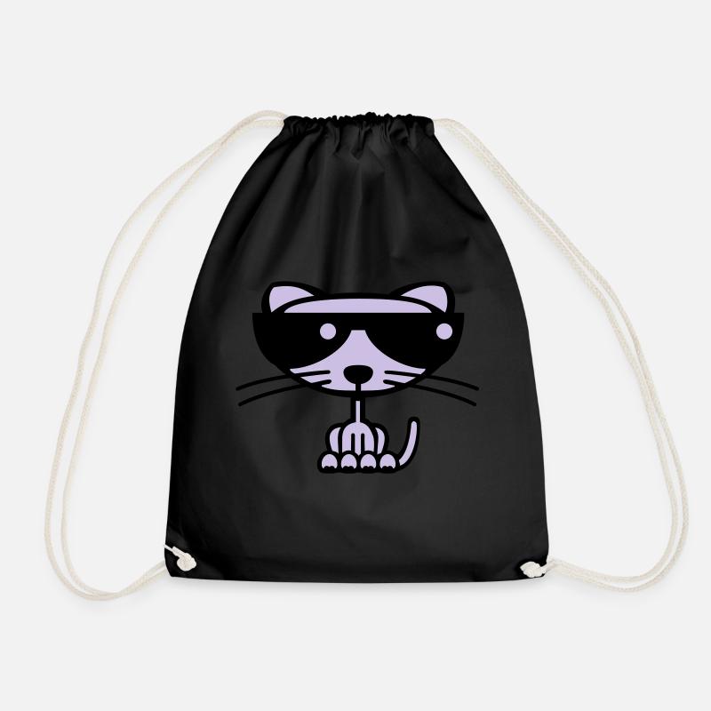 Cool Cat (color) - Drawstring Bag - black