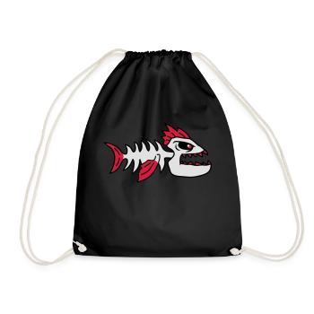 Fish Bone Punk Monster - Drawstring Bag - black - Front