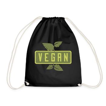 vegan - Turnbeutel - Schwarz - Vorne