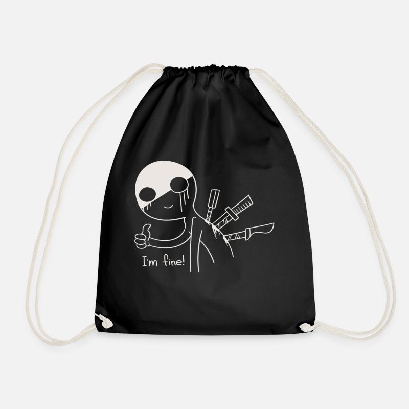 NINJA THUMBS WHITE - Drawstring Bag - black