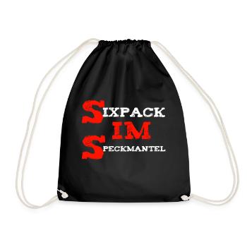 Sixpack,Speckmantel,lustiger Spruch,witzig,Party - Turnbeutel - Schwarz - Vorne