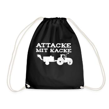 Attacke mit Kacke lustig Spruch Geschenk Landwirt - Turnbeutel - Schwarz - Vorne
