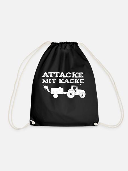 Attacke mit Kacke lustig Spruch Geschenk Landwirt - Turnbeutel - Schwarz