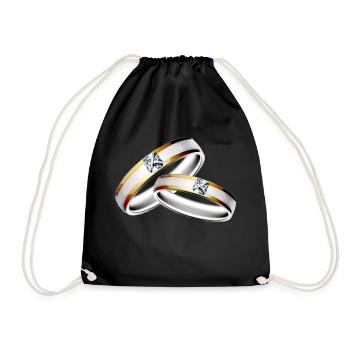 Wedding marriage bachelor party rings engagement - Drawstring Bag - black - Front