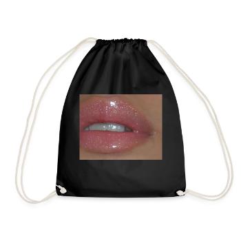 glossy y2k aesthetic lips - Drawstring Bag - black - Front