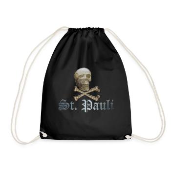 St. Pauli (Hamburg) Piraten Symbol mit Schädel - Turnbeutel - Schwarz - Vorne