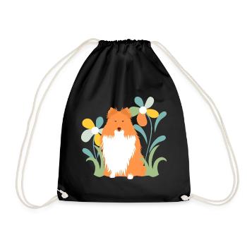Chien de berger et fleur Shetland - Sac de sport léger - noir - Devant