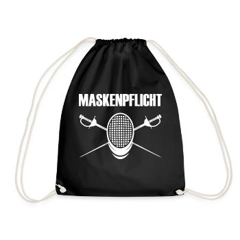 Maskenpflicht Geschenk Fechter Fechtsport - Turnbeutel - Schwarz - Vorne