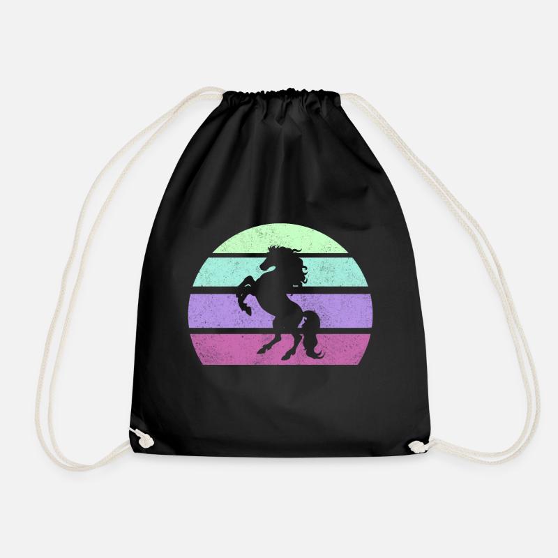 Horse Retro - Drawstring Bag - black