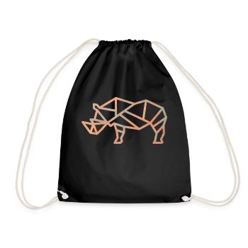 Orange Geometric Rhino - Drawstring Bag - black - Front