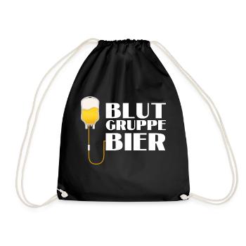 Bier JGA Saufen Trinken Party Feiern Spruch Lustig - Turnbeutel - Schwarz - Vorne