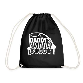 Kids Fishing with Dad Funny Saying Gift - Drawstring Bag - black - Front