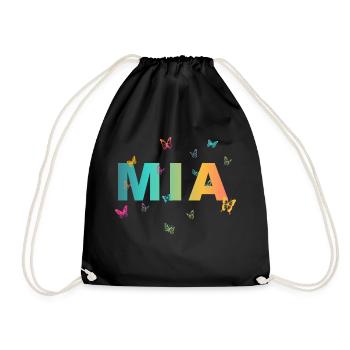 Mia - Beautiful name with butterflies, girls - Drawstring Bag - black - Front