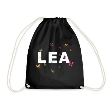 Lea - Beautiful name with butterflies, girls - Drawstring Bag - black - Front