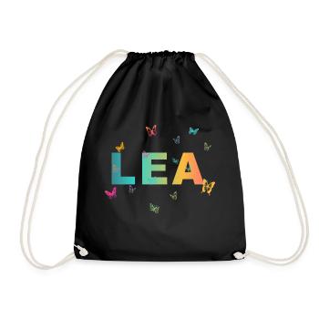 Lea - Beautiful name with butterflies, girls - Drawstring Bag - black - Front