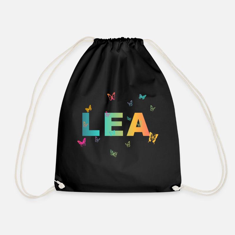 Lea - Schöner Name mit Schmetterlingen, Mädchen - Turnbeutel - Schwarz