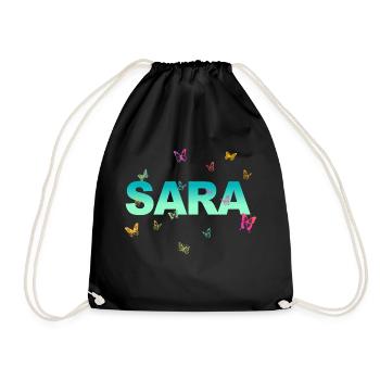 Sara - Beautiful name with butterflies, girls - Drawstring Bag - black - Front