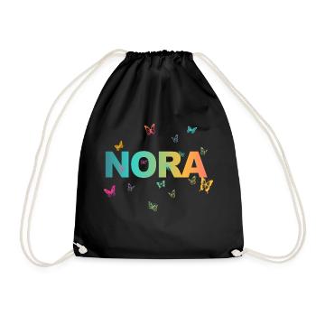 Nora - Schöner Name mit Schmetterlingen - Turnbeutel - Schwarz - Vorne