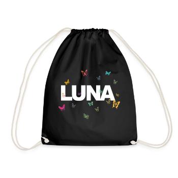 Luna - Beautiful name with butterflies - Drawstring Bag - black - Front