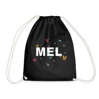 Mel - Beautiful name with butterflies, girls - Drawstring Bag - black - Front