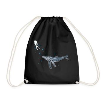 Diving with whale shark - Drawstring Bag - black - Front