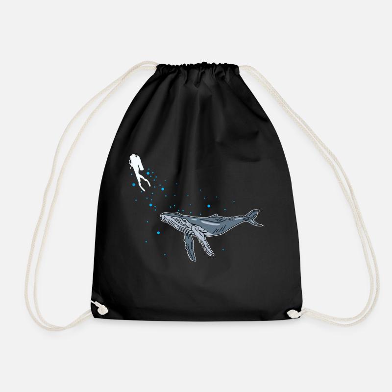Diving with whale shark - Drawstring Bag - black