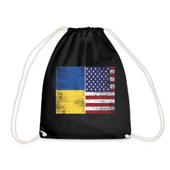Ukraine - USA - Drawstring Bag - black - Front
