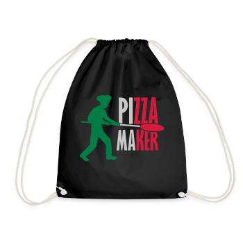 Pizza Maker Pizza Pusher - Drawstring Bag - black - Front