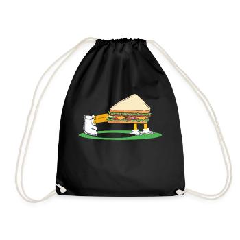Sandwich Bodybuilding Fitness Gym Gift - Drawstring Bag - black - Front