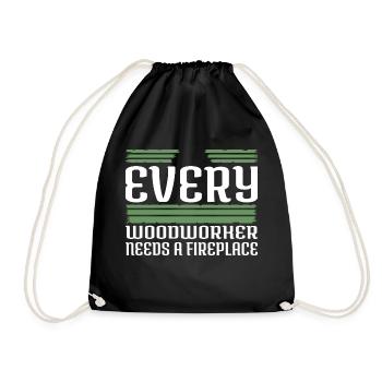chop wood carpenter joke quote - Drawstring Bag - black - Front