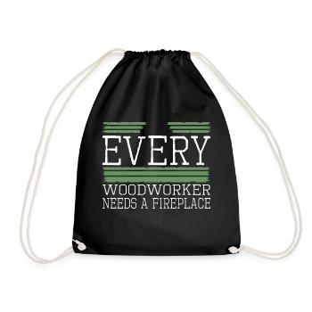 mason jackhammer quote chainsaw grab - Drawstring Bag - black - Front