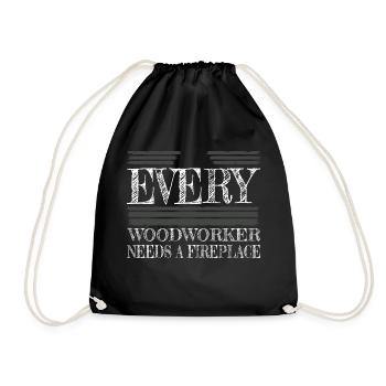 forester fun lumber woodworker carpenter joke - Drawstring Bag - black - Front