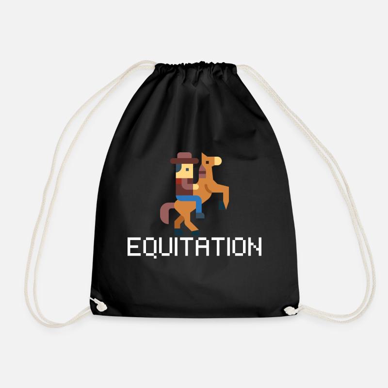 Reiten Pixel- idee Geschenk Reiter - Turnbeutel - Schwarz