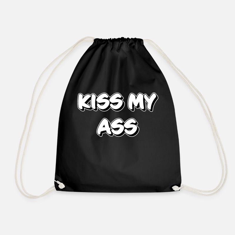 Kiss My Ass - Drawstring Bag - black