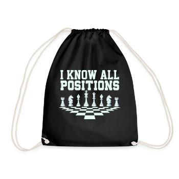 I Know All Positions Chess Player Chess Board - Turnbeutel - Schwarz - Vorne
