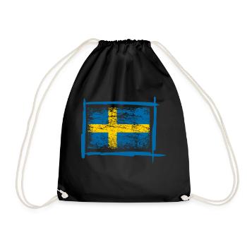 Flagge von Schweden - Turnbeutel - Schwarz - Vorne