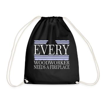 construction carpenter funshirt woodworking - Drawstring Bag - black - Front