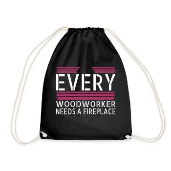 chainsaw carpenter jokes carpenter funny plumber - Drawstring Bag - black - Front