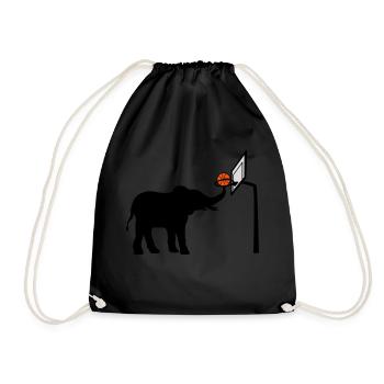 Basketball-playing elephant silhouette - Drawstring Bag - black - Front