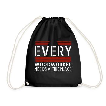 carpentry wood woodcutter apprentice - Drawstring Bag - black - Front