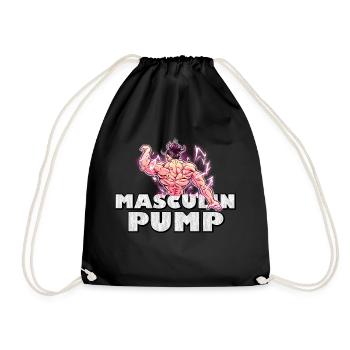 Masculin Pump | Anime Gym motif for fans - Drawstring Bag - black - Front