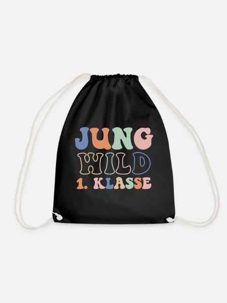 1. Klasse Einschulung Jung Wild erste Klasse - Turnbeutel - Schwarz